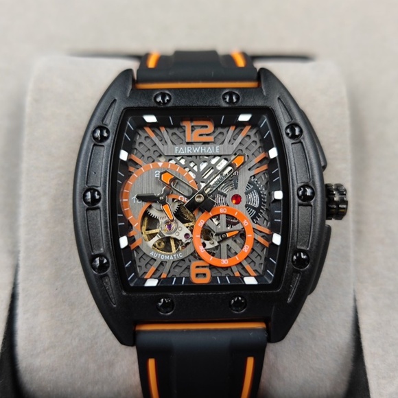 MARK FAIRWHALE Tonneau Waterproof Luminous Tourbillon Automatic Mechanical Watch - Picture 7 of 9